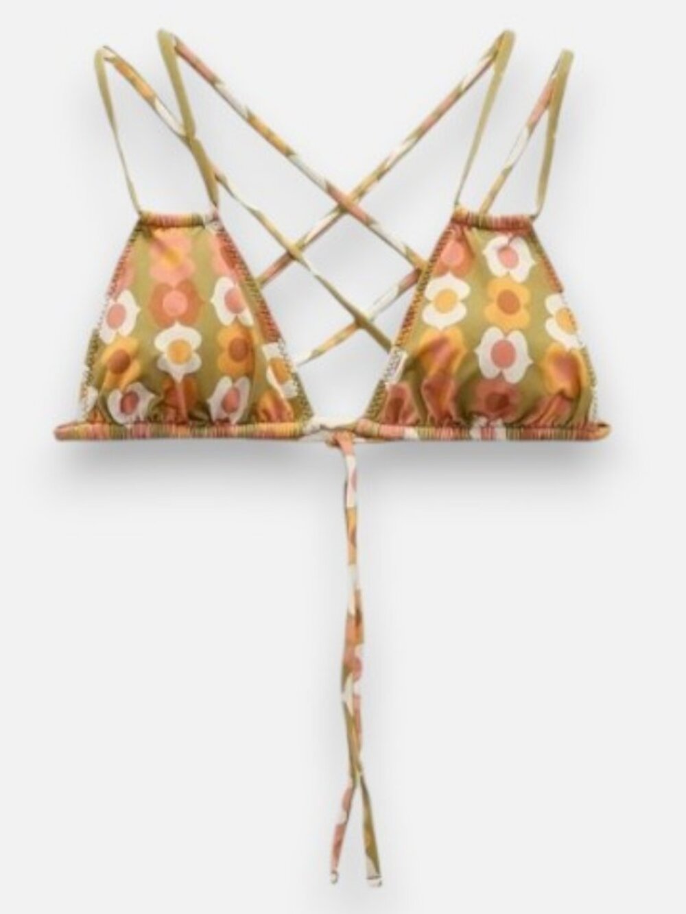 Zara floral multi-tie bikini top women's size S NWT